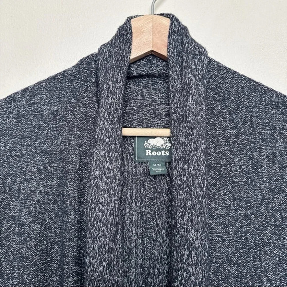 Roots Womens Medium Shawl Collar Heathered Black Knit Cardigan - Picture 11 of 15